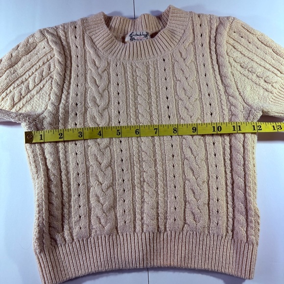Intimately Free People XS Cable Knit Crop Top Cream Tan Preppy Academia Grunge - Picture 8 of 9